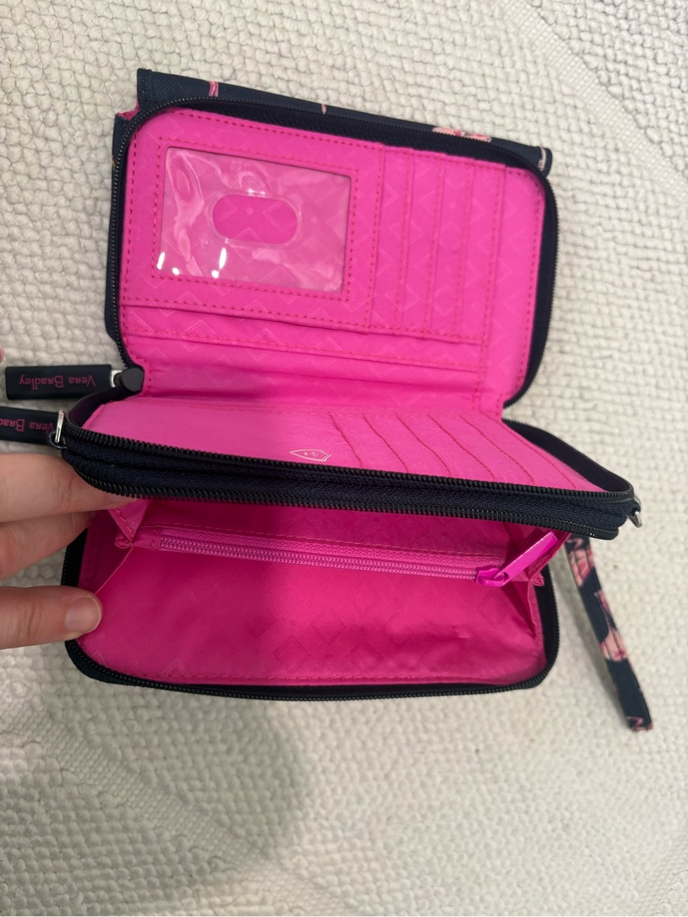 Vera Bradley Flamingo RFID Zip Around Wristlet Wallet - Picture 2 of 4